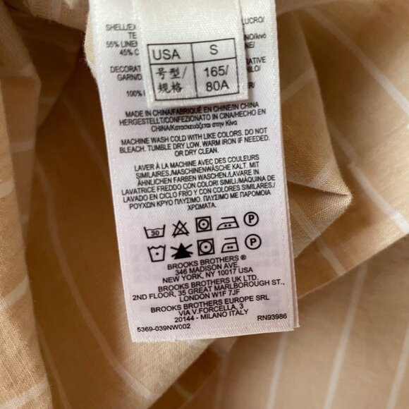 Brooks Brothers Women S Beige Striped Tunic Top Embroidered Neckline Boho Resort - Picture 6 of 8